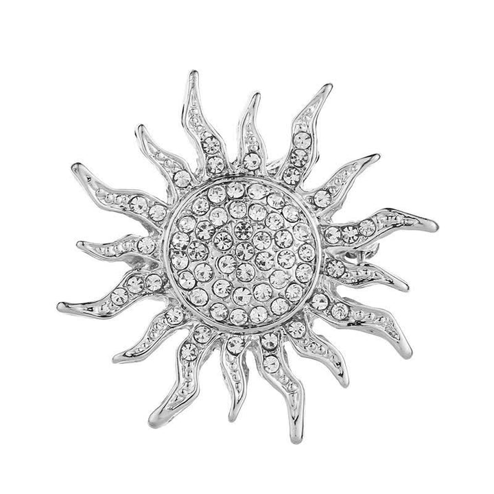 Broche de diamantes de imitación con forma de sol brillante para hombre