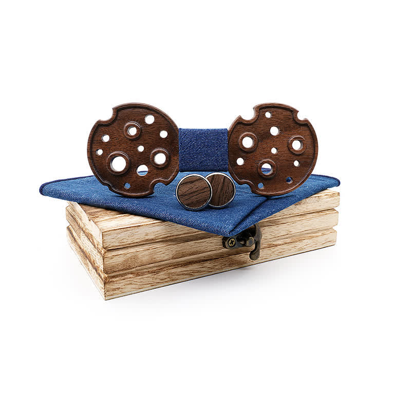 Juego de 3 pajaritas de madera con forma de círculo hueco para hombre
