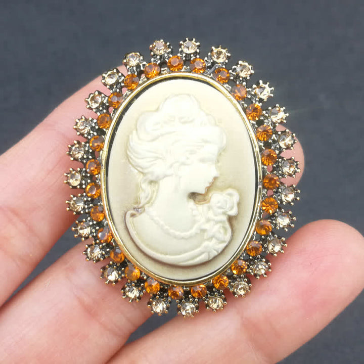 Broche victoriano de belleza con camafeo ovalado para mujer