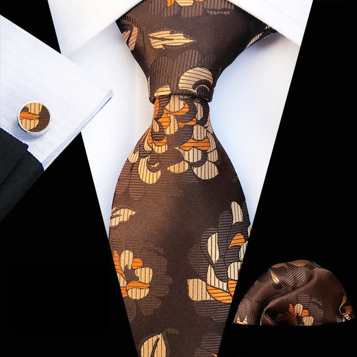 Conjunto de 3 corbatas con estampado floral de crisantemo para hombre