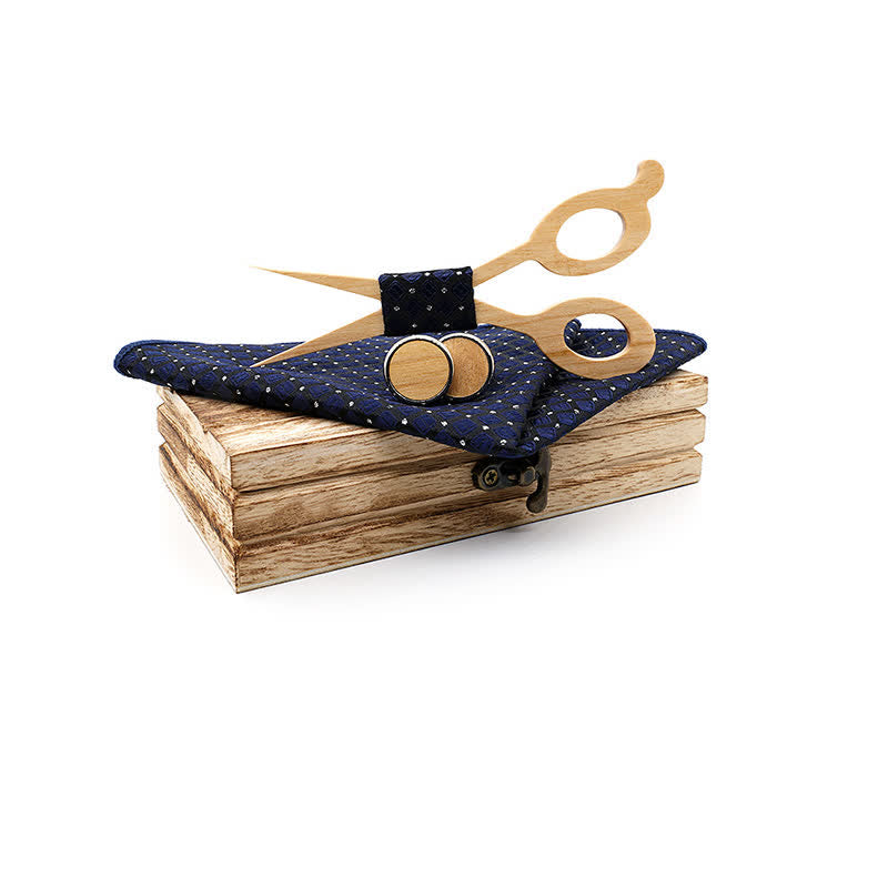 Juego de 3 tijeras y pajarita de madera para hombre