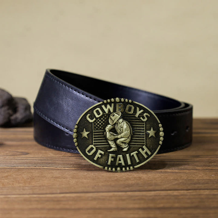 Cinturón de cuero con hebilla Cowboys Of Faith para hombre, hecho a mano