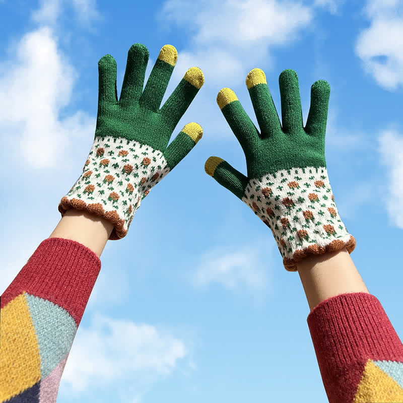 Guantes tejidos con dedos completos para jardinería y pantallas táctiles para mujer