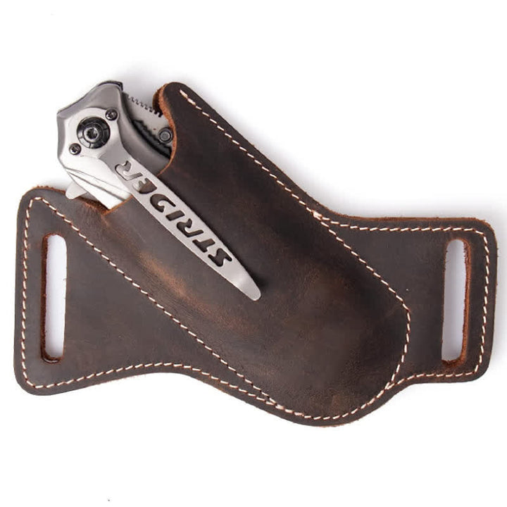 Funda de cuero para cuchillo plegable EDC, funda para cinturón