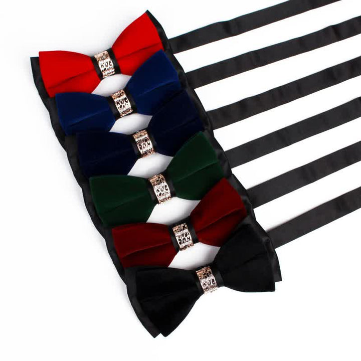 Pajarita de terciopelo con parches de diamantes de imitación para hombre