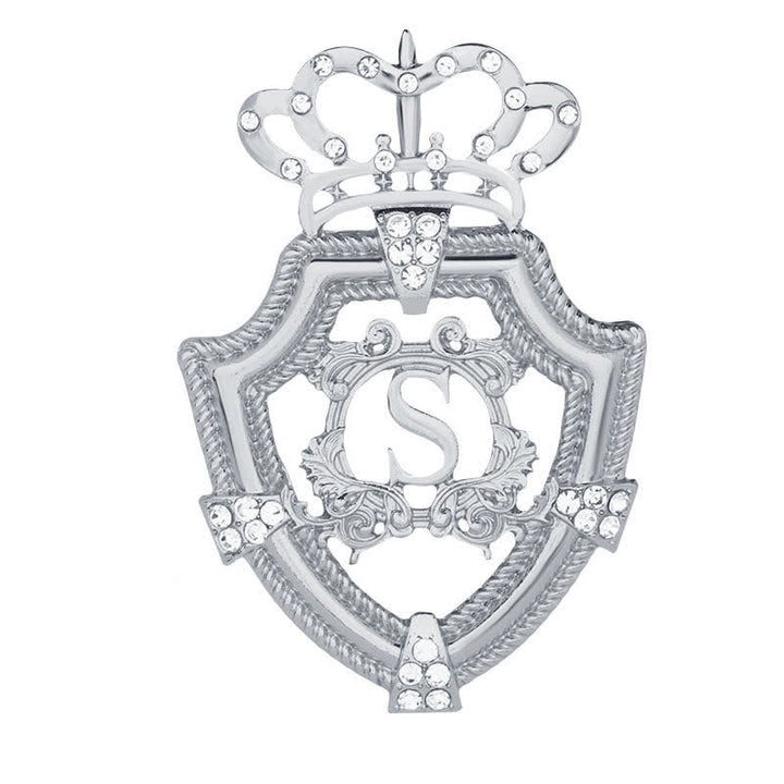 Broche de corona con letras reales inglesas para hombre