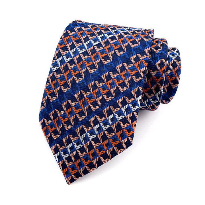 Corbata de rayas con cuadros irregulares para hombre