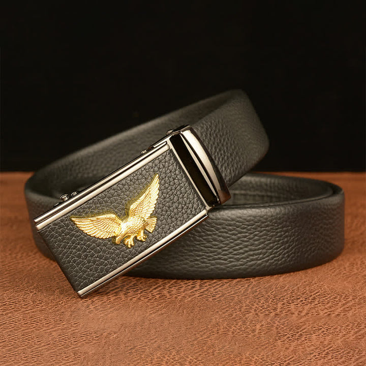 Cinturón de cuero con hebilla automática para hombre, estilo ejecutivo, con águila y halcón