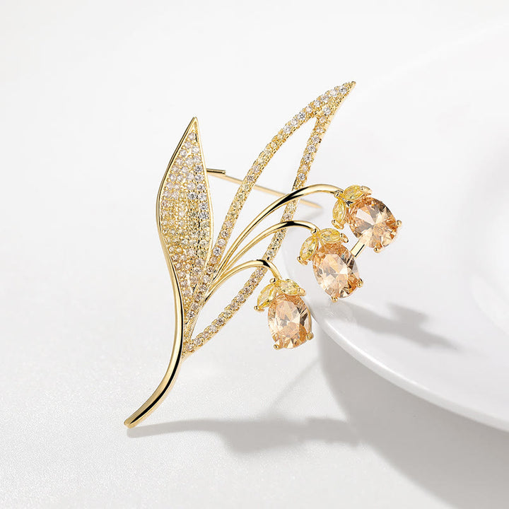 Broche de lirio de los valles con campanillas para mujer