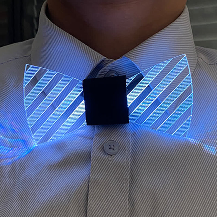 Pajarita de acrílico luminosa para fiestas con rayas de 7 colores