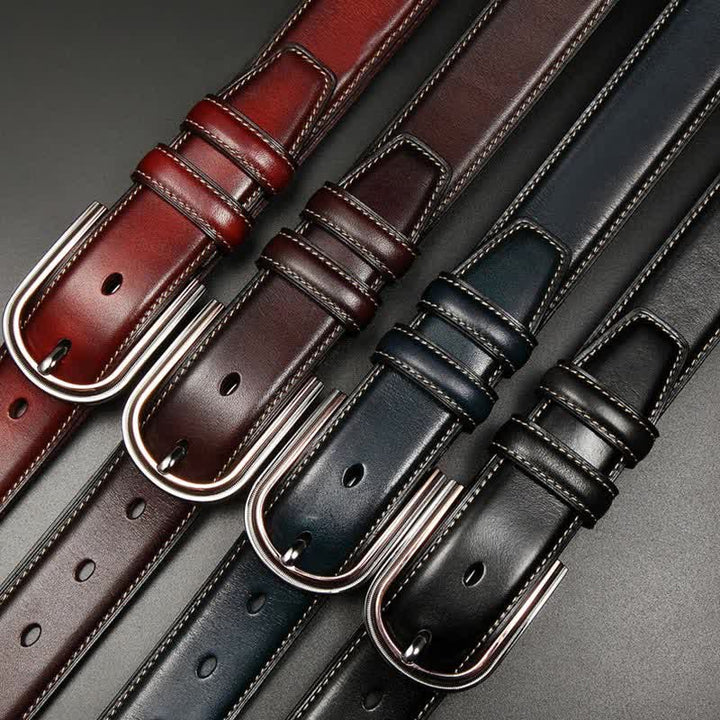 Cinturón de cuero elegante de doble cara estilo retro para hombre