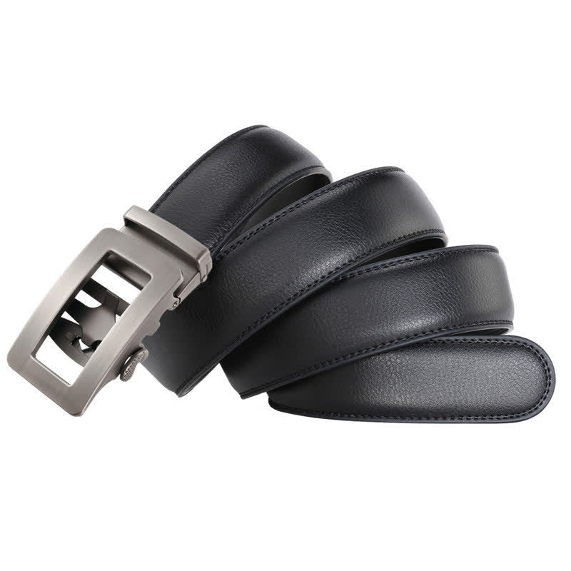 Cinturón de cuero con hebilla automática hueca simple para hombre