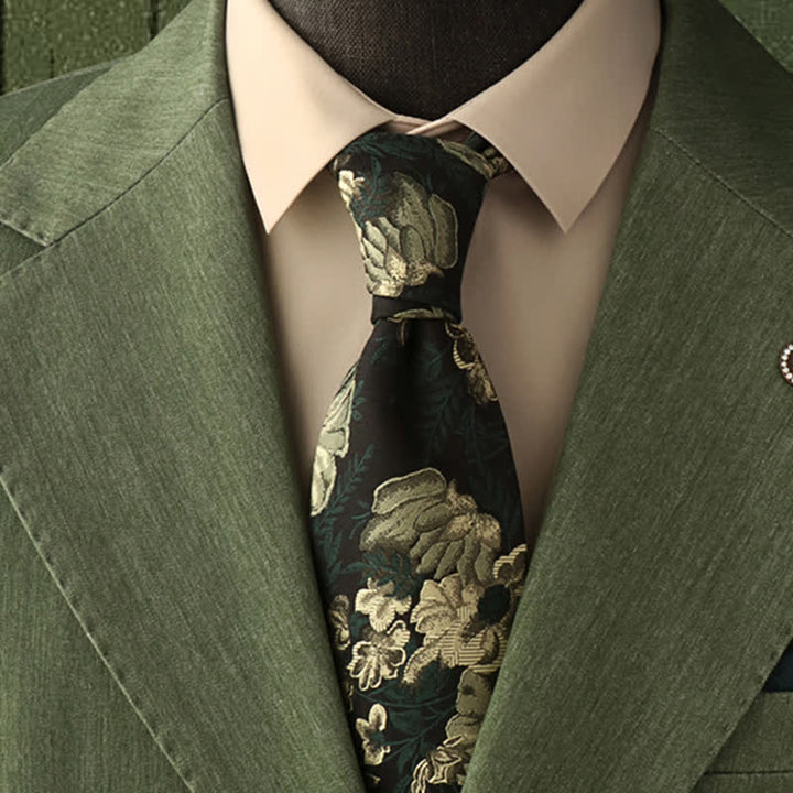 Pañuelo de bolsillo con estampado floral verde bosque de pino para hombre