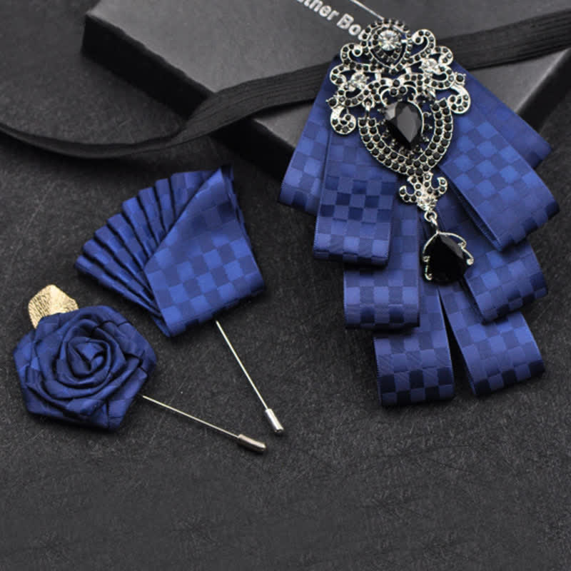 Conjunto de 3 pajaritas con diamantes de imitación negros a cuadros