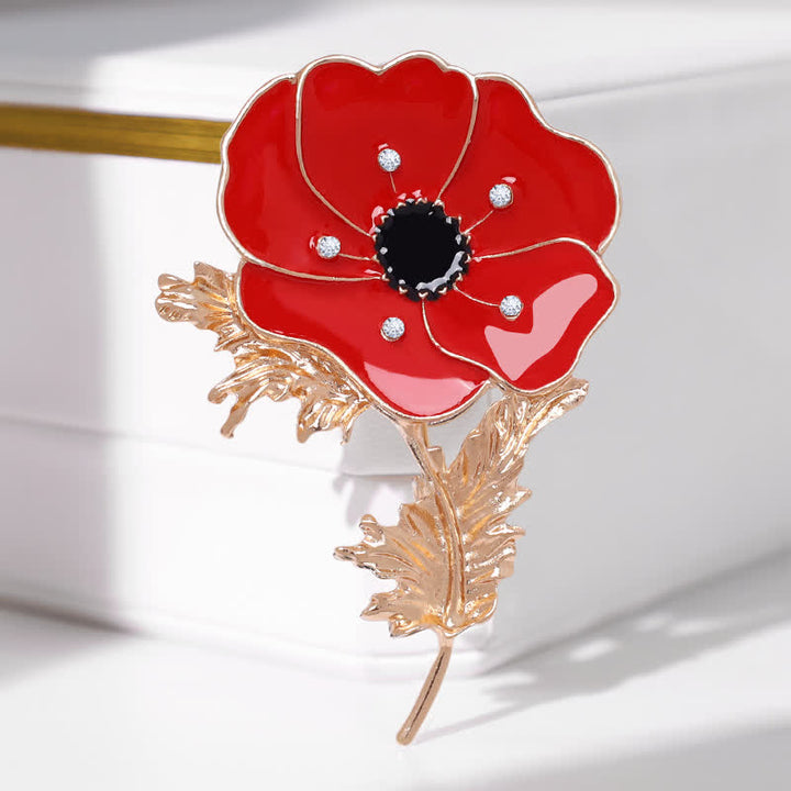 Broche de amapola con pintura al óleo vintage para mujer