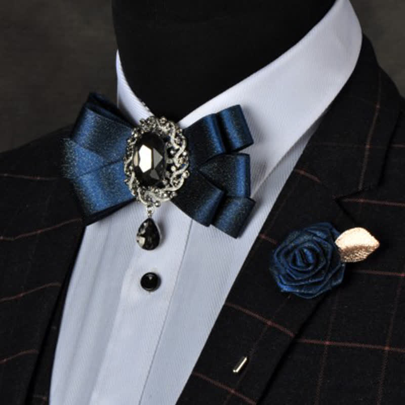 Conjunto de 3 pajaritas de color liso con diamantes de imitación negros