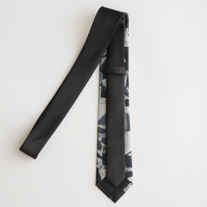 Corbata para hombre con pintura artística negra del Guernica