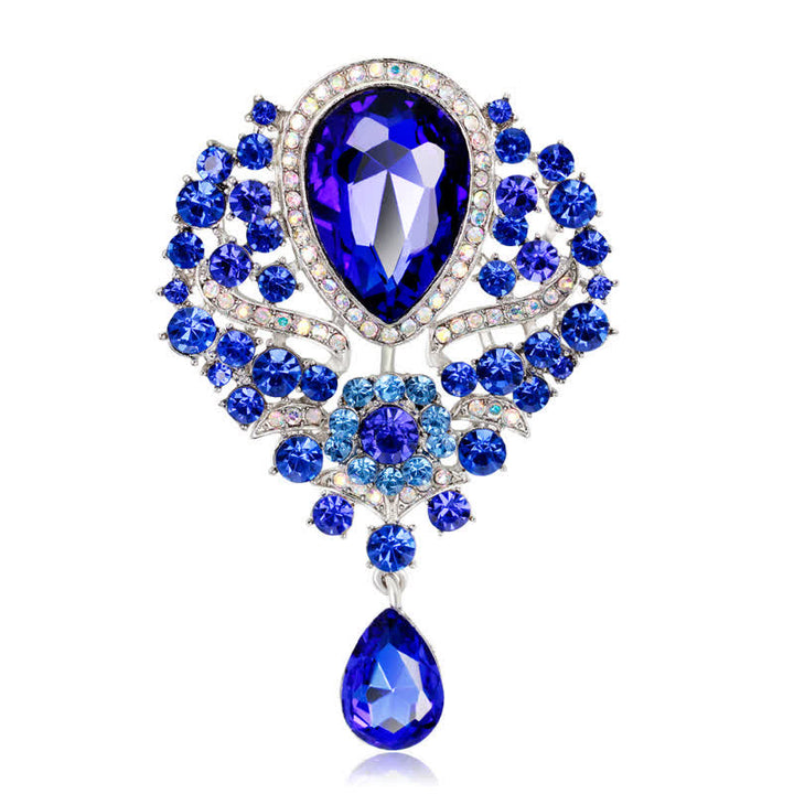 Broche de cristal transparente con forma de flor y gota de agua para mujer.