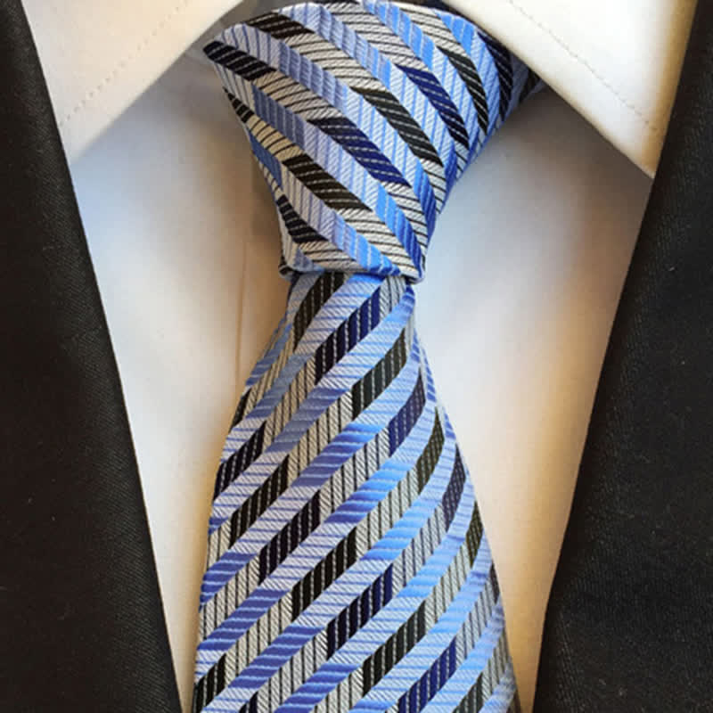 Corbata de rayas con espinas de pescado rotas para hombre