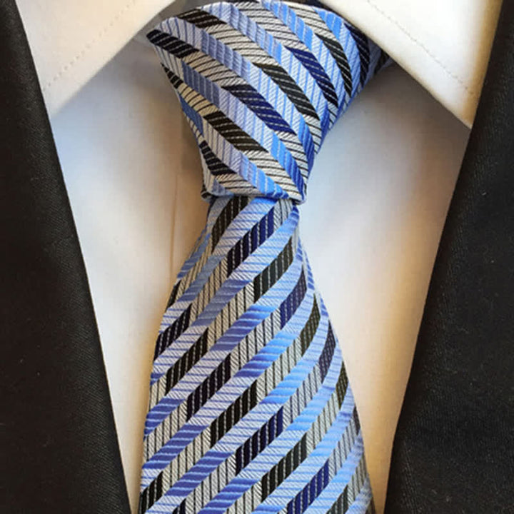 Corbata de rayas con espinas de pescado rotas para hombre