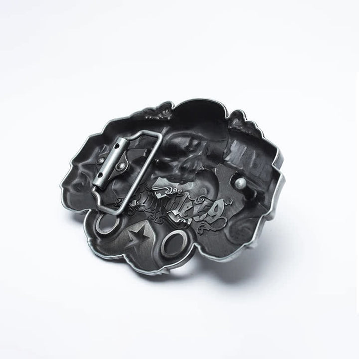 Cinturón de cuero estilo punk con diseño de calavera para hombre