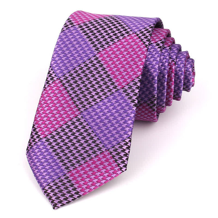 Corbata de cuadros grandes con diseño de patchwork visual para hombre
