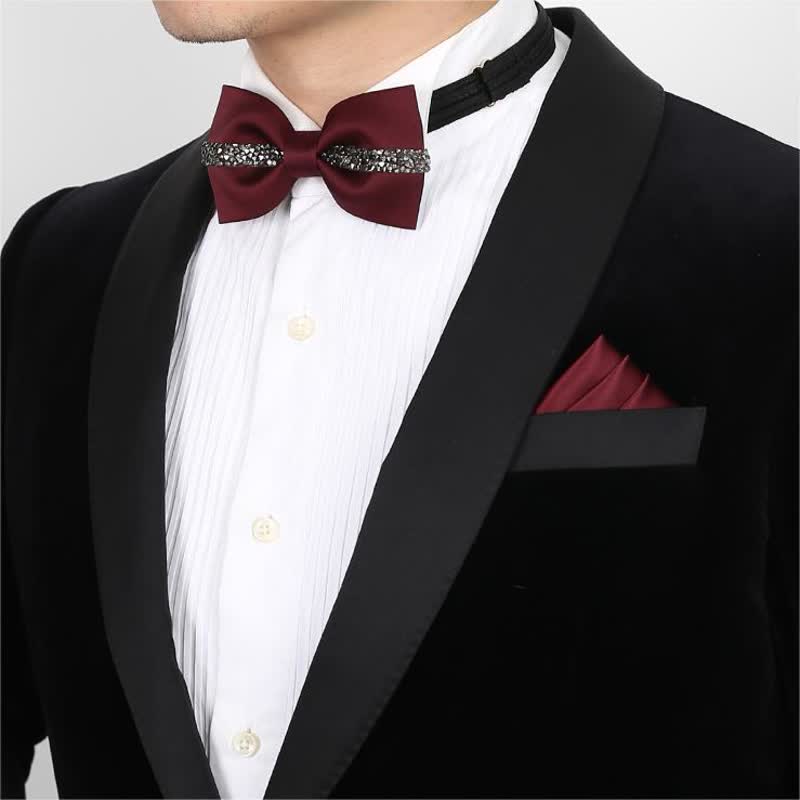 Pajarita de novio con cadena brillante para hombre