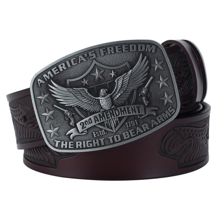 Cinturón de cuero retro con águila americana y libertad para hombre