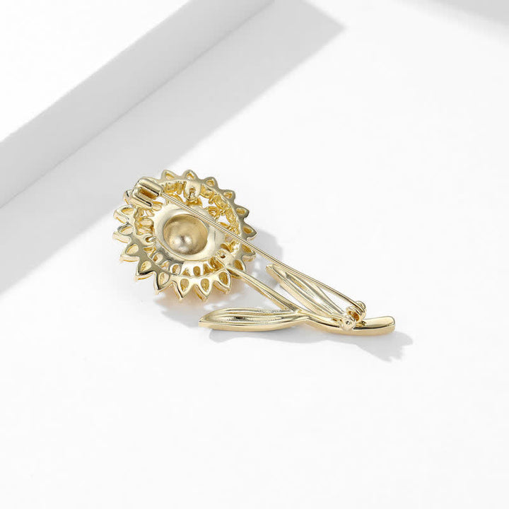 Broche de girasol dorado para mujer