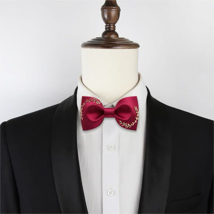 Pajarita de boda con hojas doradas para hombre