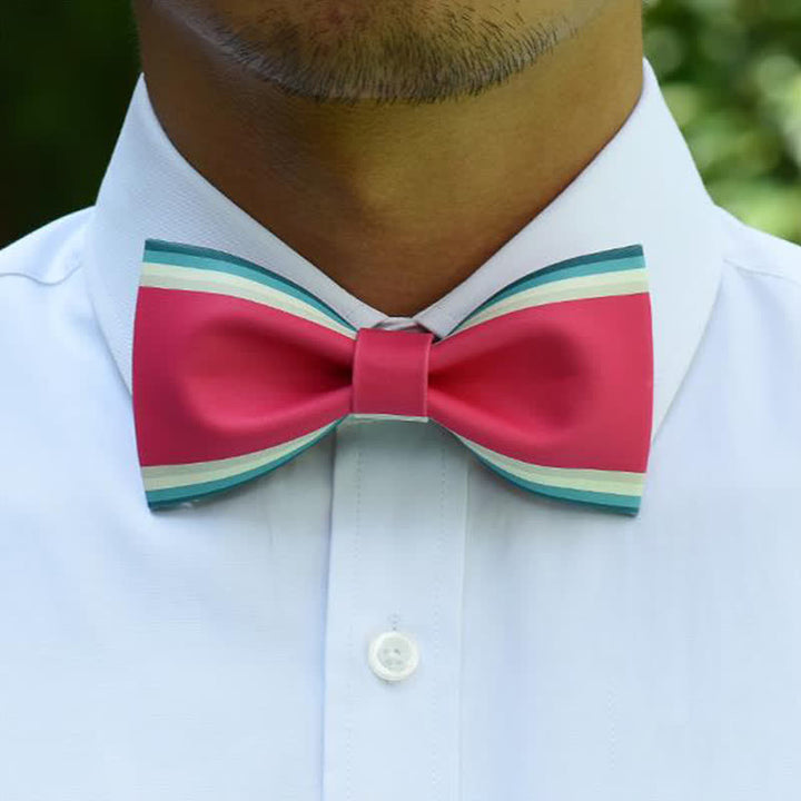 Pajarita de rayas rosas y verdes para hombre