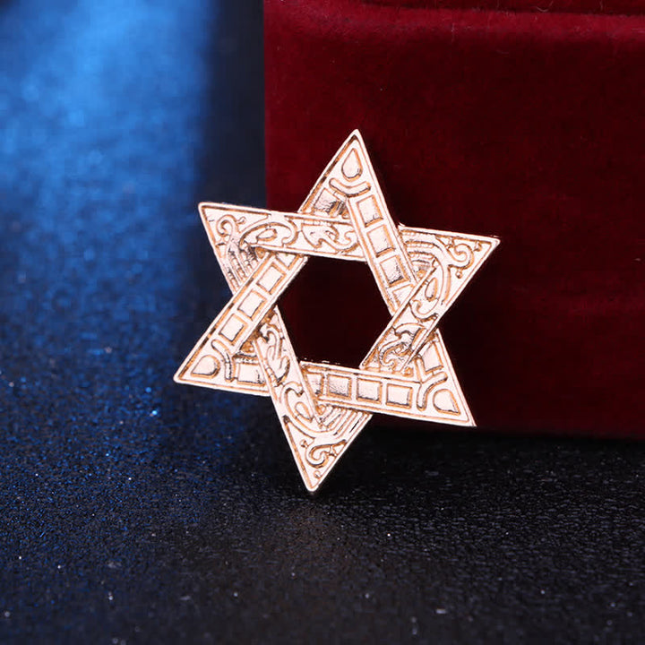 Broche de estrella de David tallado para hombre