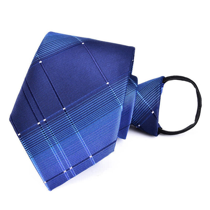 Corbata de negocios con cremallera y rayas a cuadros para hombre