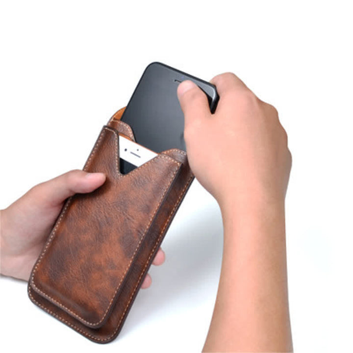 Estuche para teléfono móvil con clip magnético de doble capa y cinturón