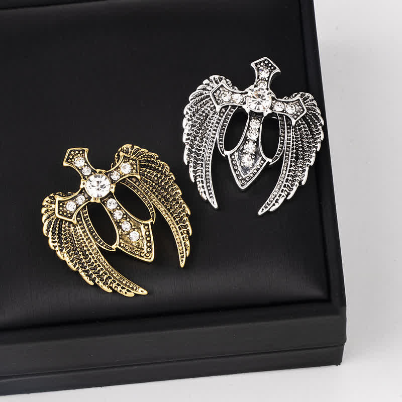 Broche de cruz con alas Soar In Faith para hombre