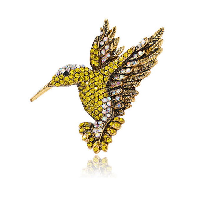 Broche de diamantes de imitación con forma de colibrí para mujer