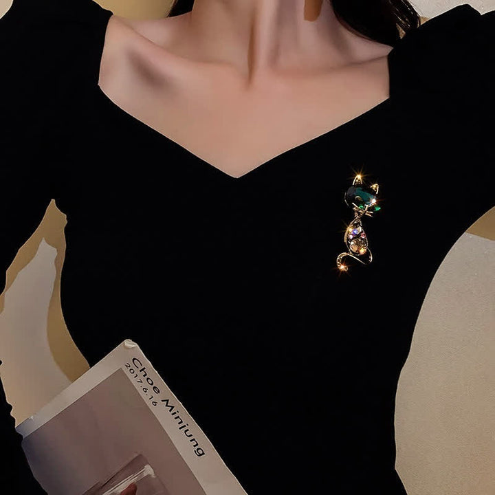 Broche de zorro con ojos verde azulado para mujer
