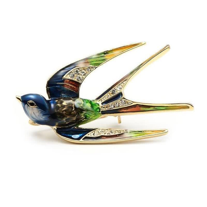 Broche de golondrina esmaltado para mujer
