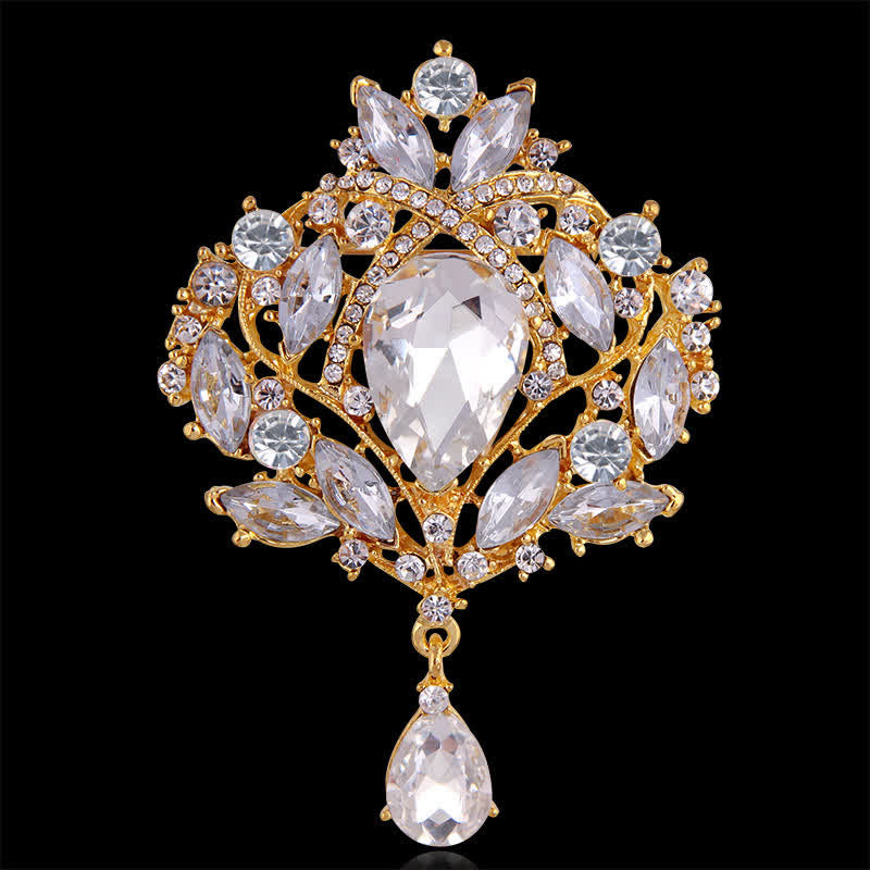 Broche de gota de agua con capullo floral brillante para mujer