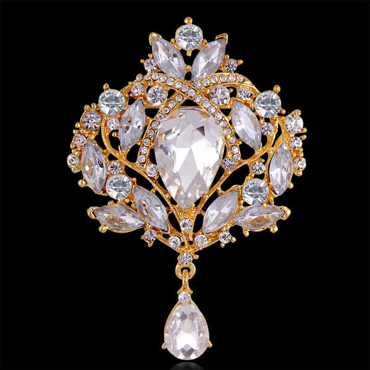 Broche de gota de agua con capullo floral brillante para mujer