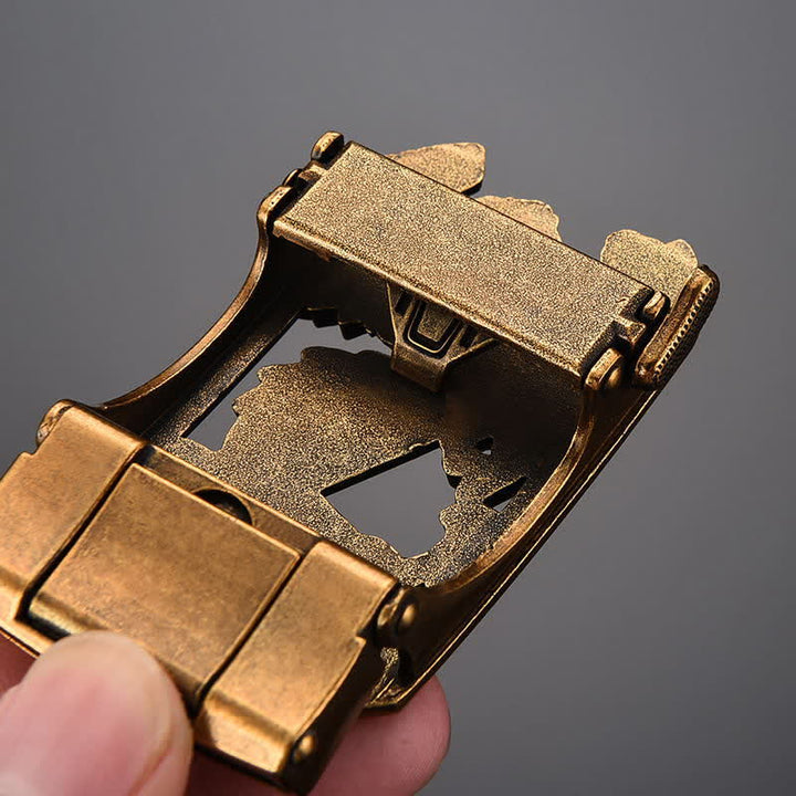 Cinturón de cuero con hebilla automática y diseño de serpiente misteriosa para hombre