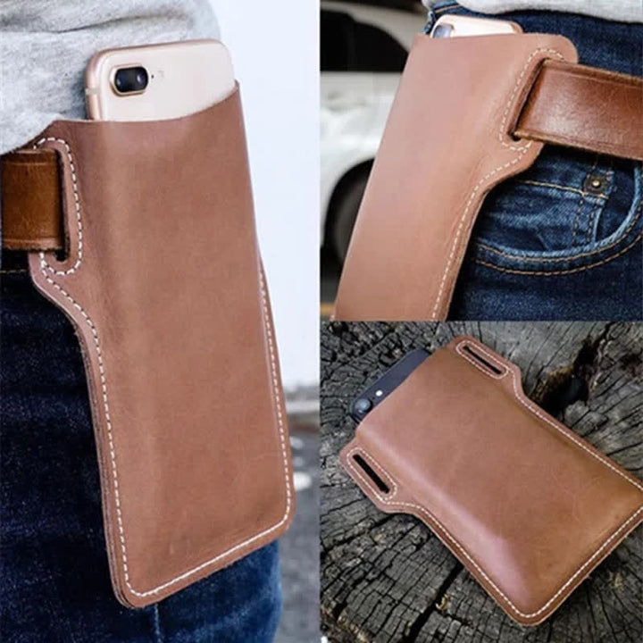 Funda de cuero para teléfono móvil con correa para el cinturón