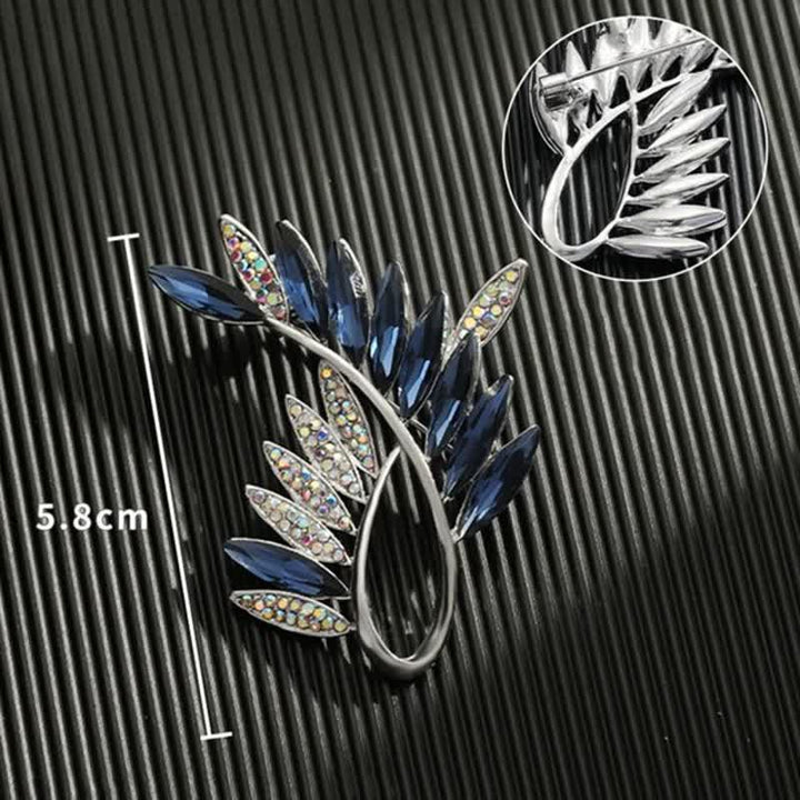 Broche de cristal con forma de rama de olivo para mujer