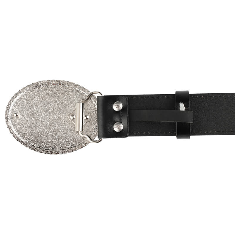 Cinturón de cuero para jeans con pluma grabada de toro para hombre