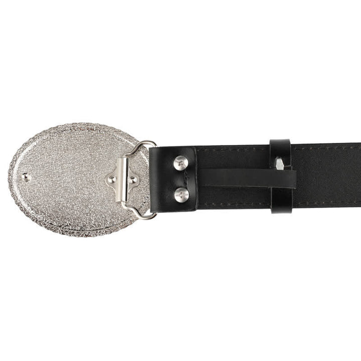 Cinturón de cuero para jeans con pluma grabada de toro para hombre