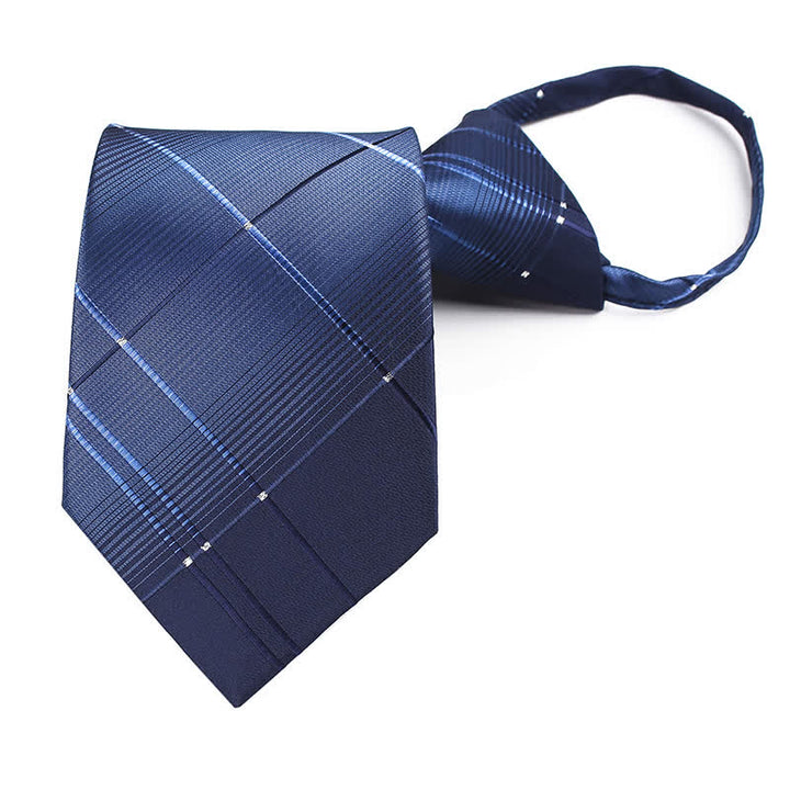 Corbata de cuadros con cremallera en azul marino degradado para hombre
