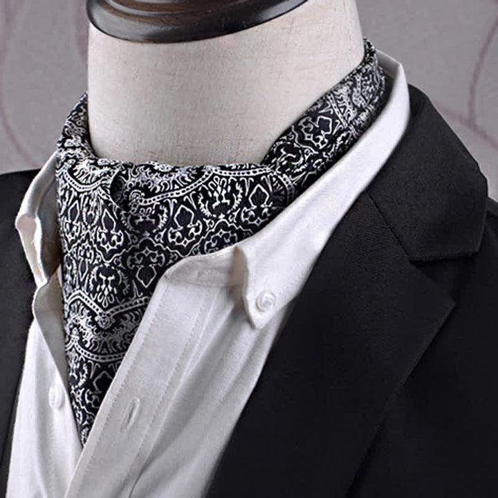 Corbata con textura geométrica exótica en blanco y negro