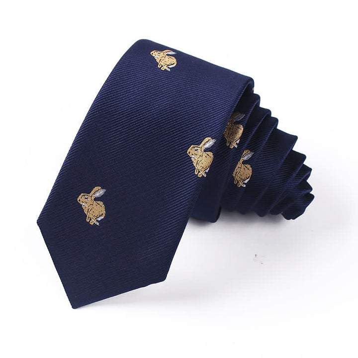 Corbata para hombre con diseño de animales, conejos, faisanes y pájaros