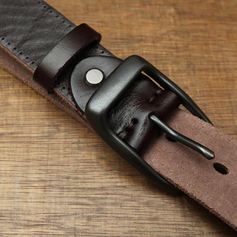 Cinturón de cuero para pantalones retro hecho a mano para hombre