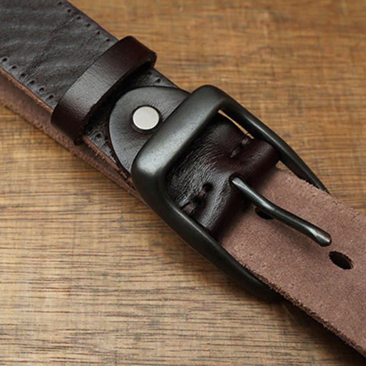 Cinturón de cuero para pantalones retro hecho a mano para hombre